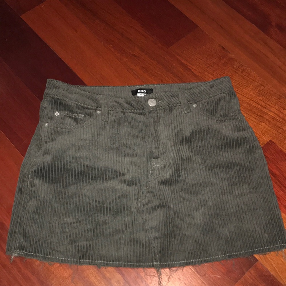 BDG Dark Olive / Grey Corduroy Skirt